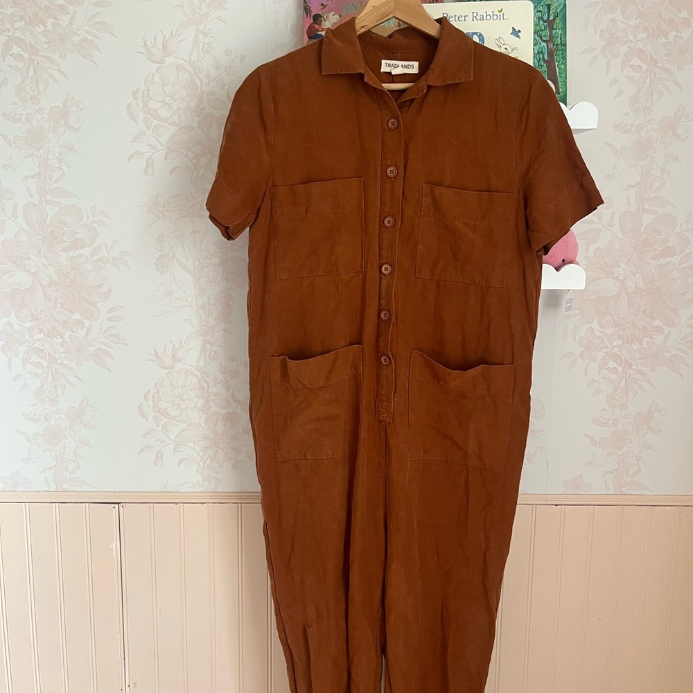 Tradlands Rust Short-Sleeve Jumpsuit